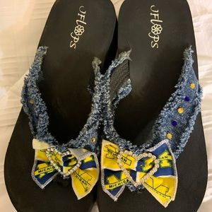 University of Michigan embellished flip flops